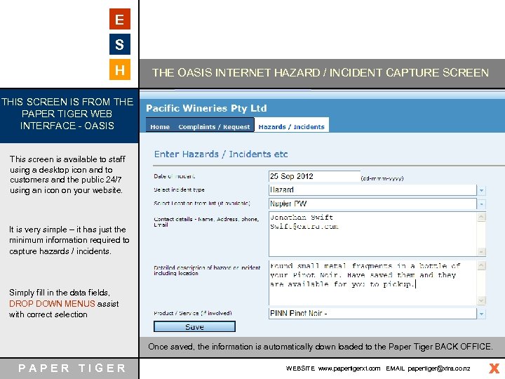 E S H THE OASIS INTERNET HAZARD / INCIDENT CAPTURE SCREEN THIS SCREEN IS