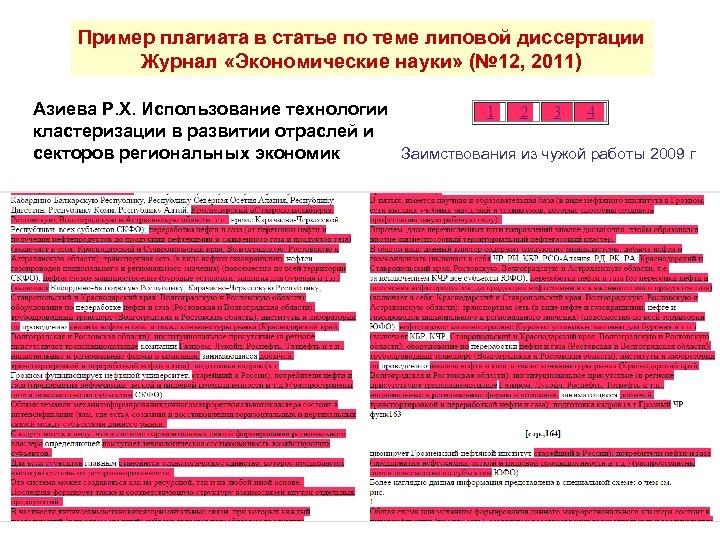 Пример плагиата в статье по теме липовой диссертации Журнал «Экономические науки» (№ 12, 2011)