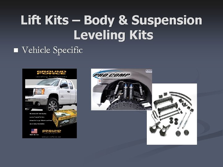 Lift Kits – Body & Suspension Leveling Kits n Vehicle Specific 