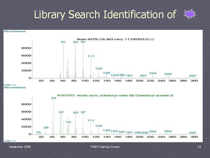 Library Search Identification of September 2006 PQRI Training Course 24 