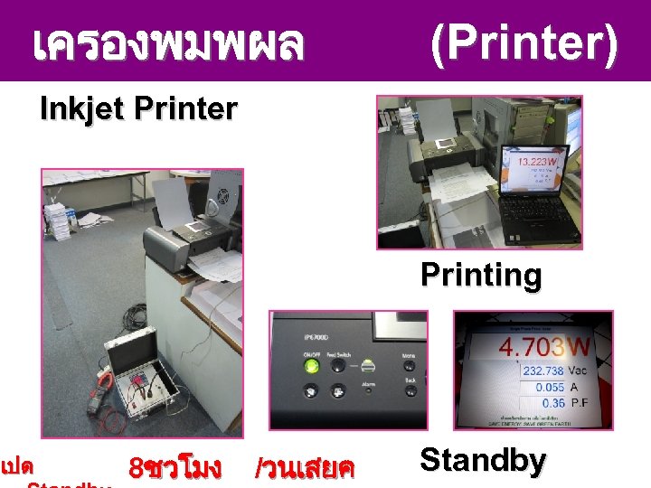 เครองพมพผล (Printer) Inkjet Printer Printing เปด 8ชวโมง /วนเสยค Standby 