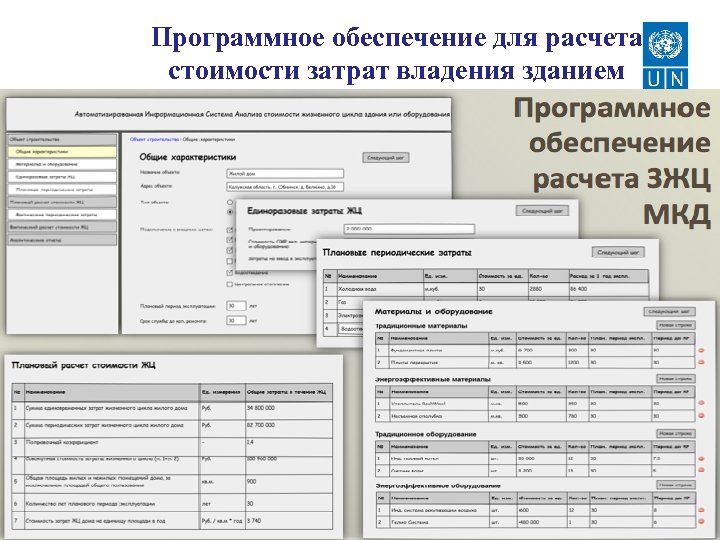 Программное обеспечение для расчета стоимости затрат владения зданием 