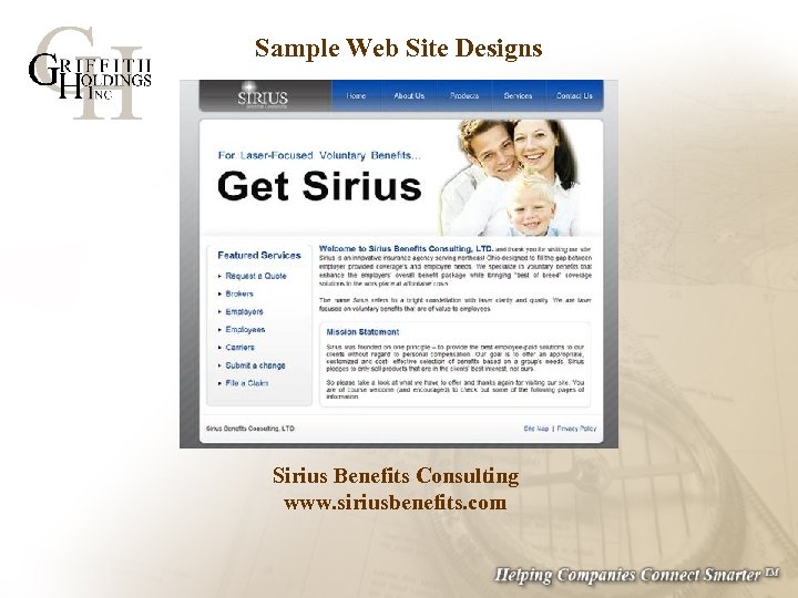 Sample Web Site Designs Sirius Benefits Consulting www. siriusbenefits. com 