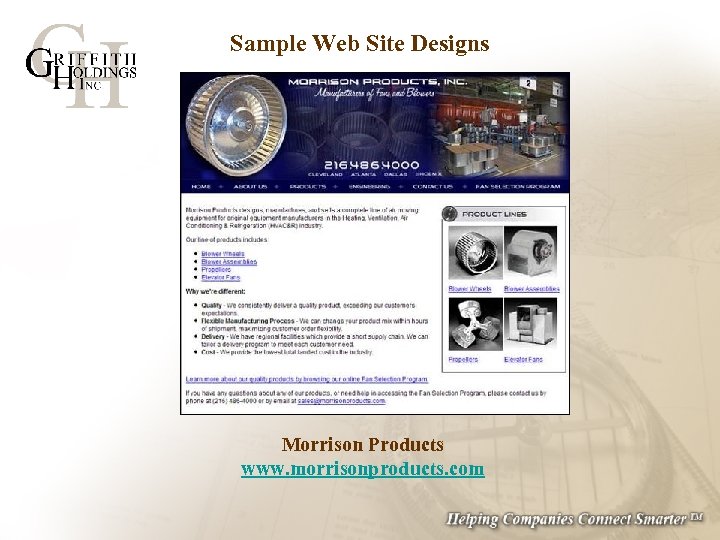 Sample Web Site Designs Morrison Products www. morrisonproducts. com 