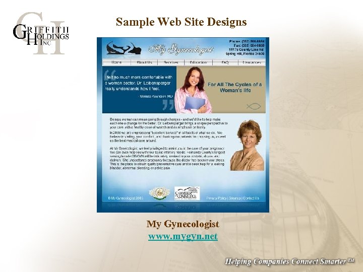 Sample Web Site Designs My Gynecologist www. mygyn. net 