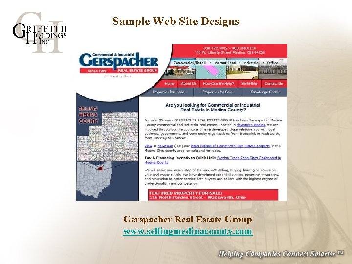 Sample Web Site Designs Gerspacher Real Estate Group www. sellingmedinacounty. com 