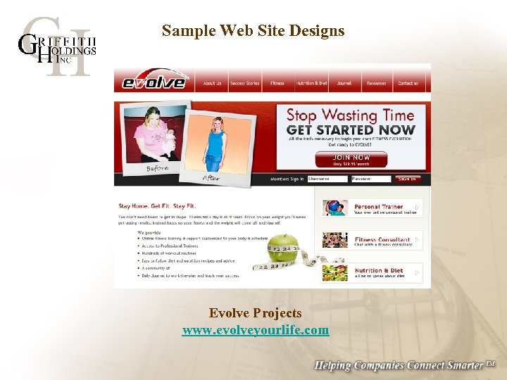 Sample Web Site Designs Evolve Projects www. evolveyourlife. com 