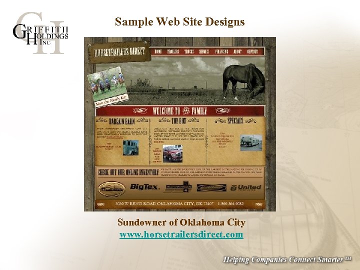 Sample Web Site Designs Sundowner of Oklahoma City www. horsetrailersdirect. com 