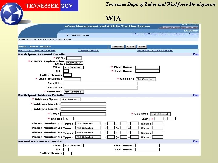 TENNESSEE. GOV Tennessee Dept. of Labor and Workforce Development WIA 