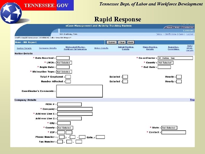 TENNESSEE. GOV Tennessee Dept. of Labor and Workforce Development Rapid Response 