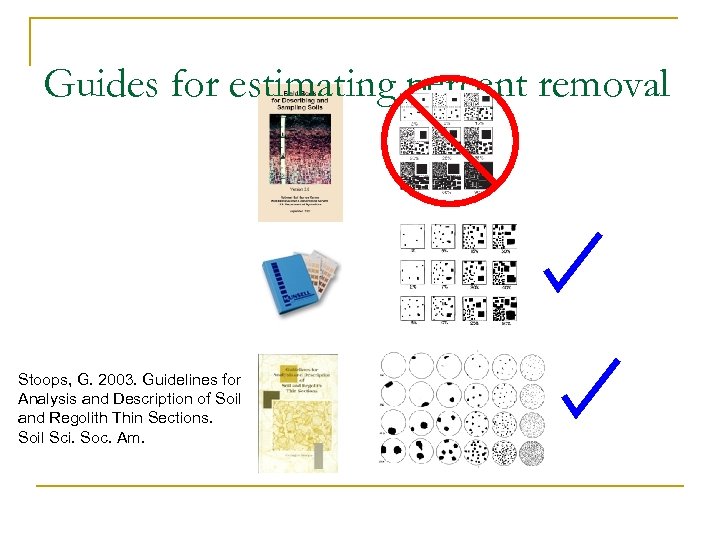 Guides for estimating percent removal Stoops, G. 2003. Guidelines for Analysis and Description of