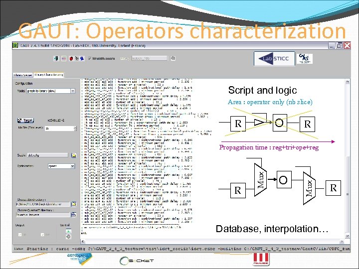 GAUT: Operators characterization Script and logic Area : operator only (nb slice) O R