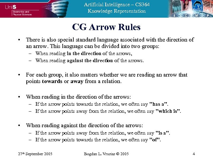 Artificial Intelligence – CS 364 Knowledge Representation CG Arrow Rules • There is also