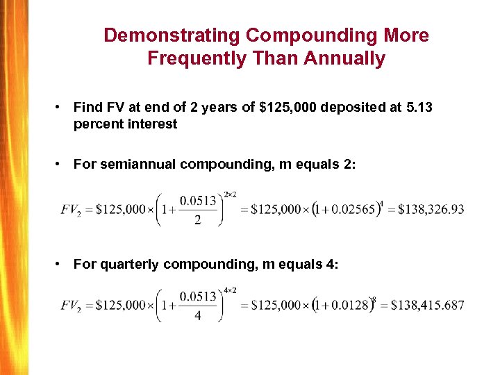 Demonstrating Compounding More Frequently Than Annually • Find FV at end of 2 years