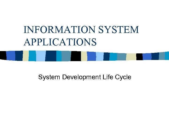 INFORMATION SYSTEM APPLICATIONS System Development Life Cycle 