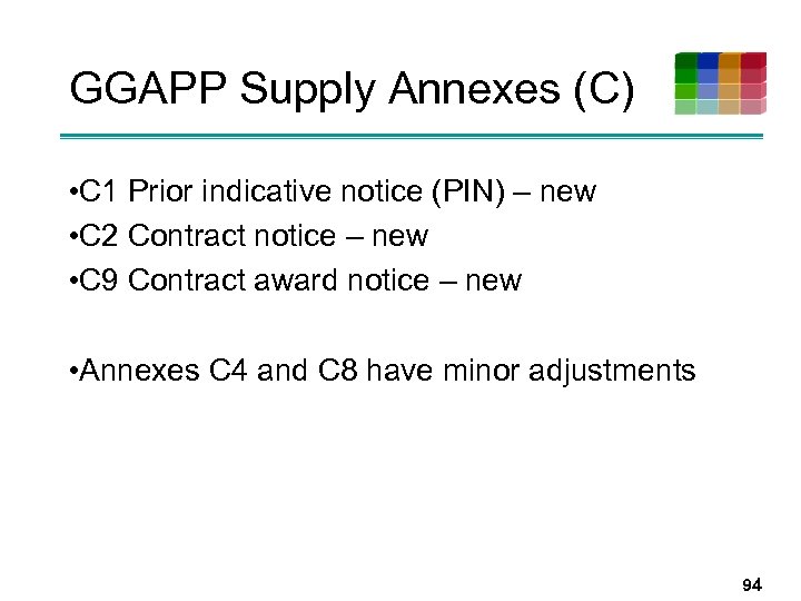 GGAPP Supply Annexes (C) • C 1 Prior indicative notice (PIN) – new •