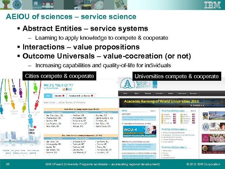 AEIOU of sciences – service science § Abstract Entities – service systems – Learning