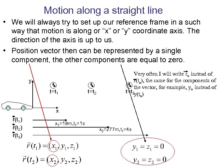 Motion along a straight line • We will always try to set up our