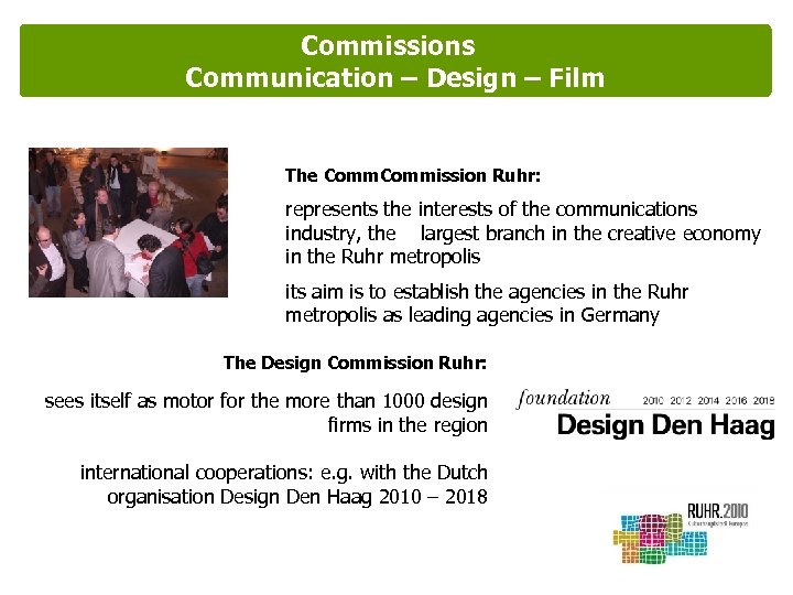 Commissions Communication – Design – Film The Commission Ruhr: represents the interests of the