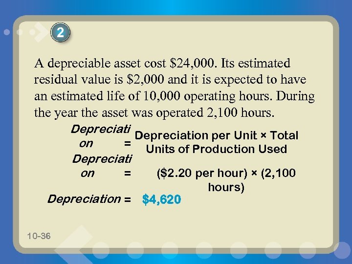 2 A depreciable asset cost $24, 000. Its estimated residual value is $2, 000