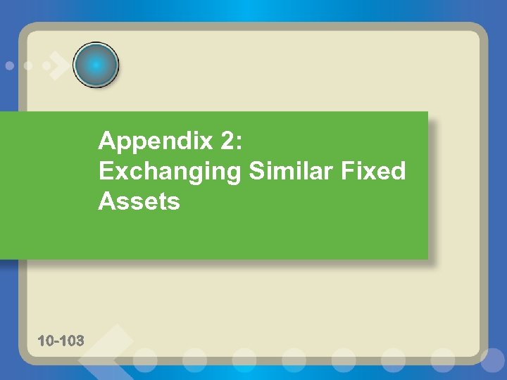 Appendix 2: Exchanging Similar Fixed Assets 10 -84 10 -103 