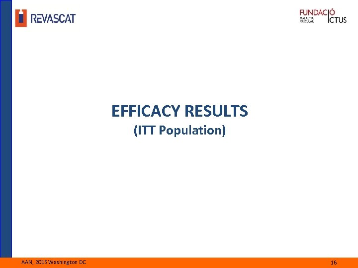 EFFICACY RESULTS (ITT Population) AAN, 2015 Washington DC 16 