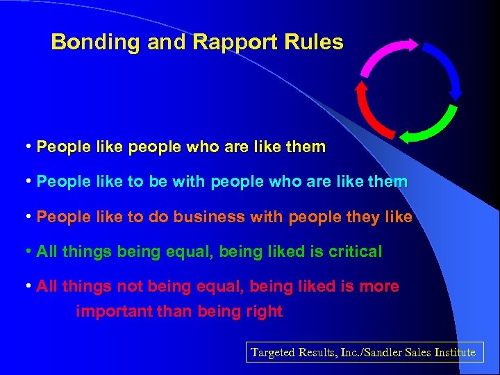 Bonding and Rapport Rules • People like people who are like them • People