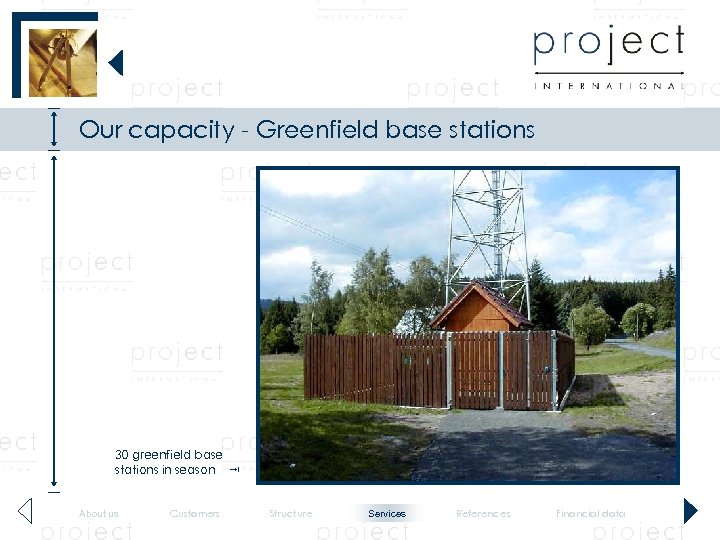 Our capacity - Greenfield base stations 30 greenfield base stations in season About us