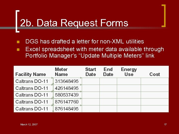 2 b. Data Request Forms n n DGS has drafted a letter for non-XML