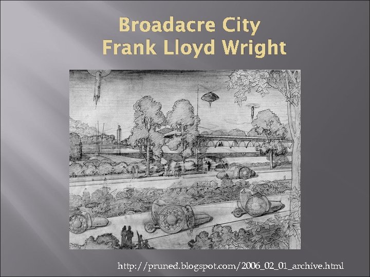 Broadacre City Frank Lloyd Wright http: //pruned. blogspot. com/2006_02_01_archive. html 