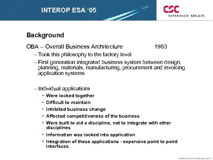 INTEROP ESA ‘ 05 Background OBA – Overall Business Architecture 1983 – Took this