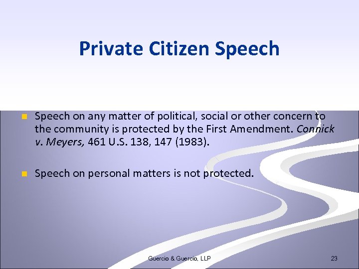 Private Citizen Speech on any matter of political, social or other concern to the