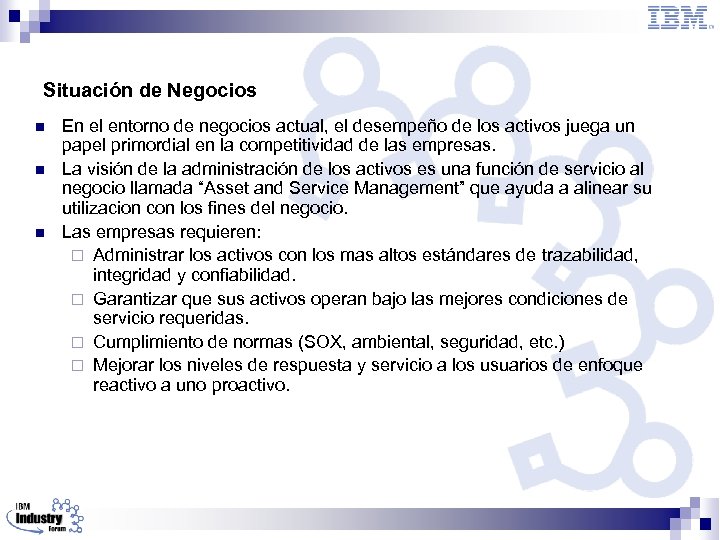 Situación de Negocios n n n En el entorno de negocios actual, el desempeño