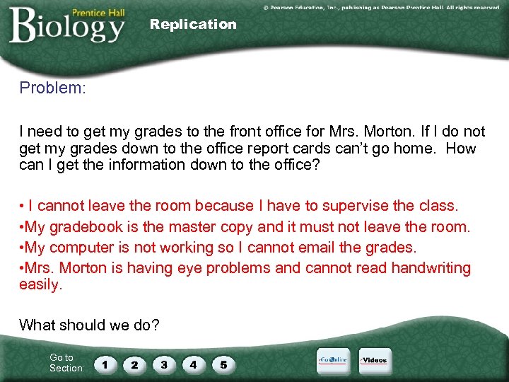 Replication Problem: I need to get my grades to the front office for Mrs.