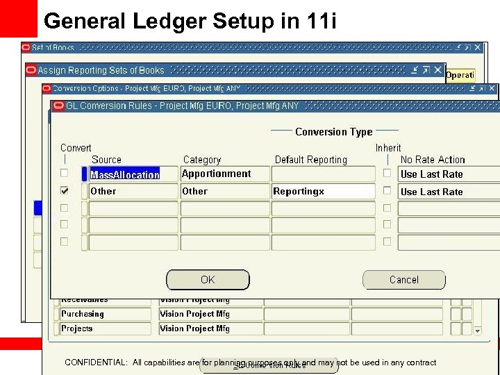 General Ledger Setup in 11 i CONFIDENTIAL: All capabilities are for planning purposes only