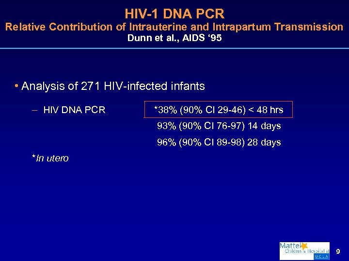 HIV-1 DNA PCR Relative Contribution of Intrauterine and Intrapartum Transmission Dunn et al. ,
