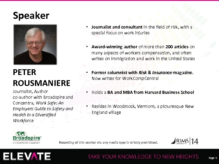 Speaker • Journalist and consultant in the field of risk, with a special focus