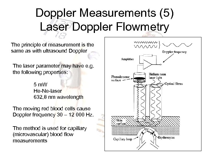Doppler Measurements (5) Laser Doppler Flowmetry The principle of measurement is the same as