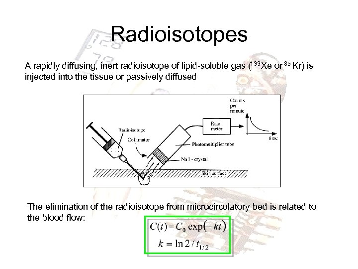 Radioisotopes A rapidly diffusing, inert radioisotope of lipid-soluble gas (133 Xe or 85 Kr)