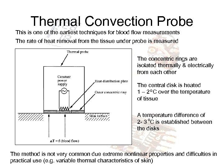 Thermal Convection Probe This is one of the earliest techniques for blood flow measurements