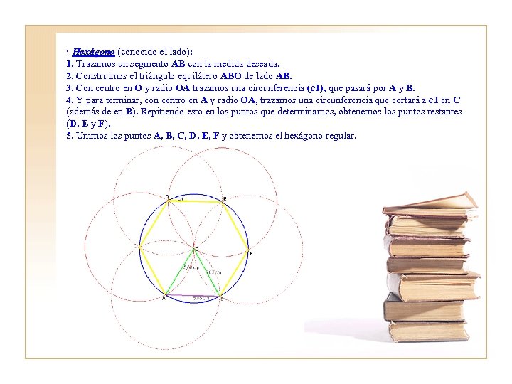 · Hexágono (conocido el lado): Hexágono 1. Trazamos un segmento AB con la medida