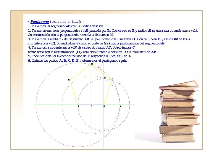 · Pentágono (conocido el lado): Pentágono 1. Trazamos un segmento AB con la medida