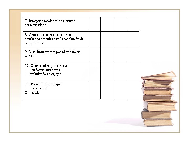 7 - Interpreta teselados de distintas características 8 - Comunica razonadamente los resultados obtenidos