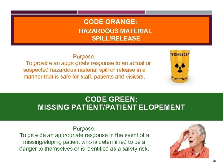 CODE ORANGE: HAZARDOUS MATERIAL SPILL/RELEASE Purpose: To provide an appropriate response to an actual