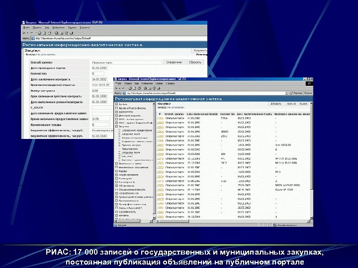 РИАС: 17 000 записей о государственных и муниципальных закупках, постоянная публикация объявлений на публичном