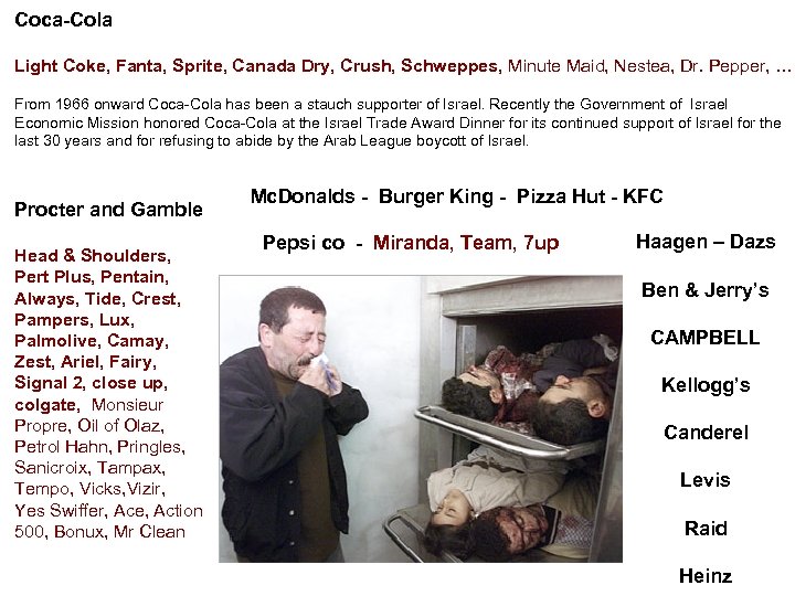 Coca-Cola Light Coke, Fanta, Sprite, Canada Dry, Crush, Schweppes, Minute Maid, Nestea, Dr. Pepper,