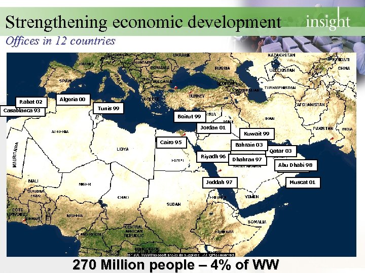 Strengthening economic development Offices in 12 countries Rabat 02 Casablanca 93 Algeria 00 Tunis