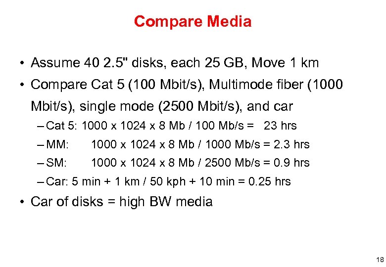 Compare Media • Assume 40 2. 5" disks, each 25 GB, Move 1 km