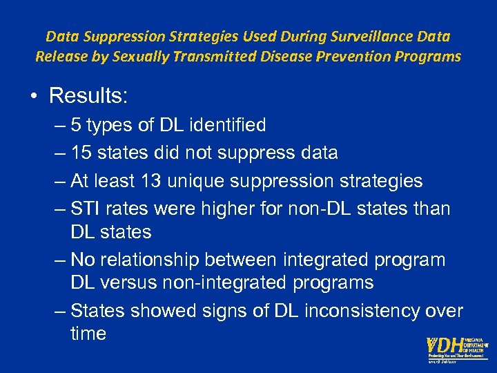 Data Suppression Strategies Used During Surveillance Data Release by Sexually Transmitted Disease Prevention Programs