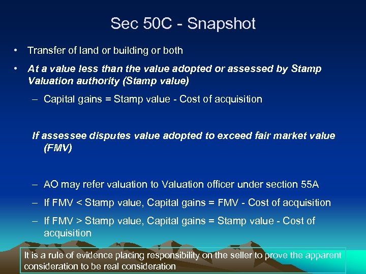 Sec 50 C - Snapshot • Transfer of land or building or both •